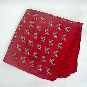 Vintage Silk Maroon Pocket Square with Grouse